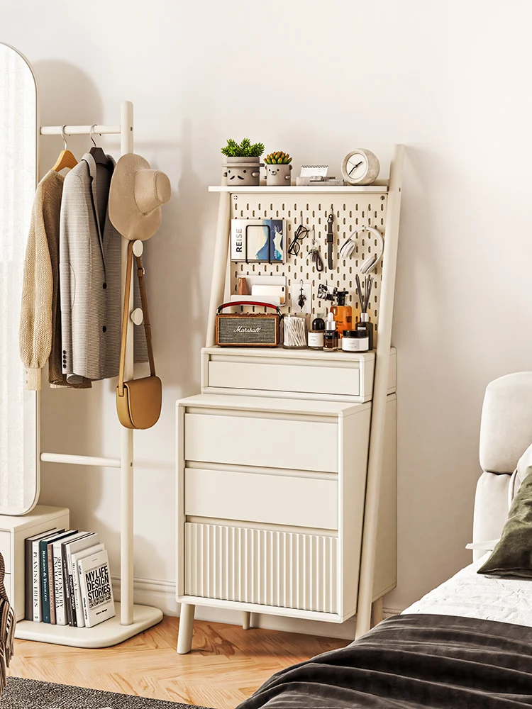 

RVR designer Nordic simple chest cabinet solid wood paint storage cabinet small apartment cream white ins bedroom locker