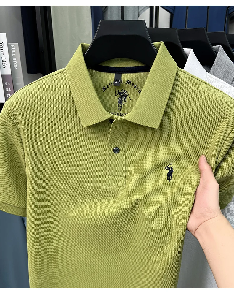 High-End 100% Baumwolle Kurzarm Polo Shirt Sommer Mode Luxus Marke Pony Stickerei T-Shirt Business Freizeit Golf Herrenkleidung – Detail 36