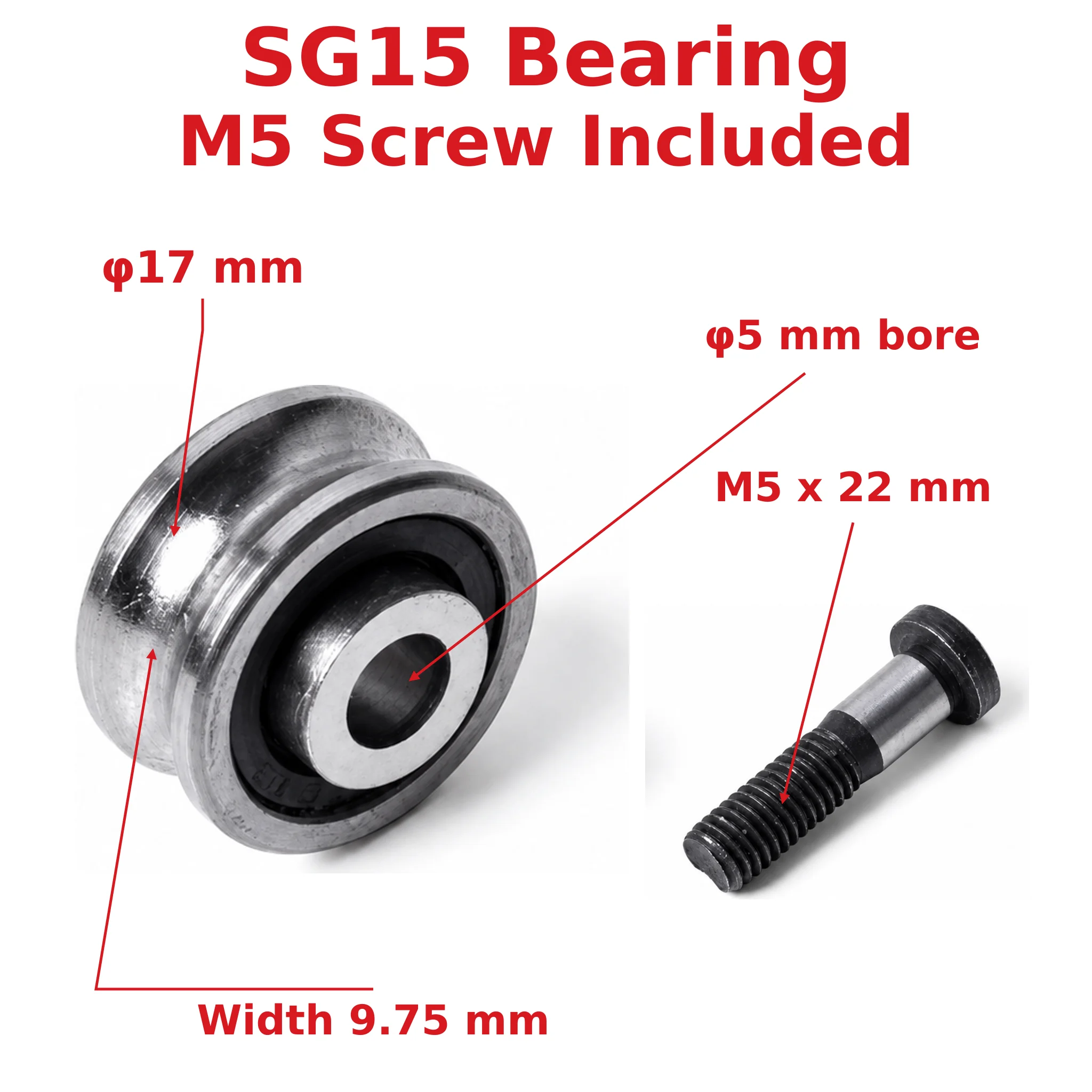 SG15 SG20 U Groove Guide Wheel Bearings with M5 M6 Screws and Eccentric Wheels for CO2 Laser Cutting Machine Linear Rail Parts