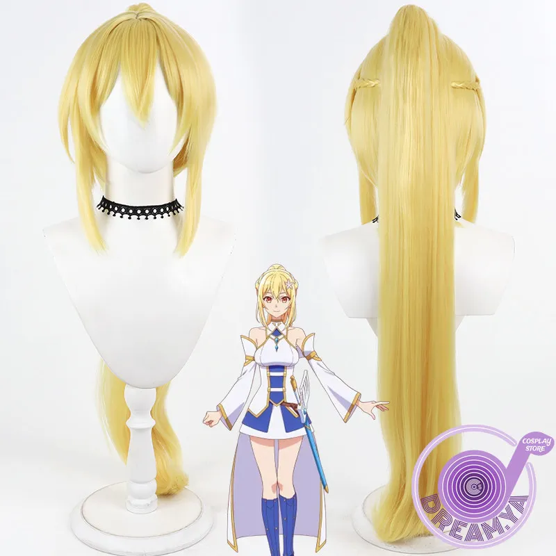 Perruque de cosplay Lena Hazure Skill Kinomi Master, queue de cheval blonde, cheveux synthétiques résistants à la chaleur, pour Halloween, fête, jeu de rôle, carnaval