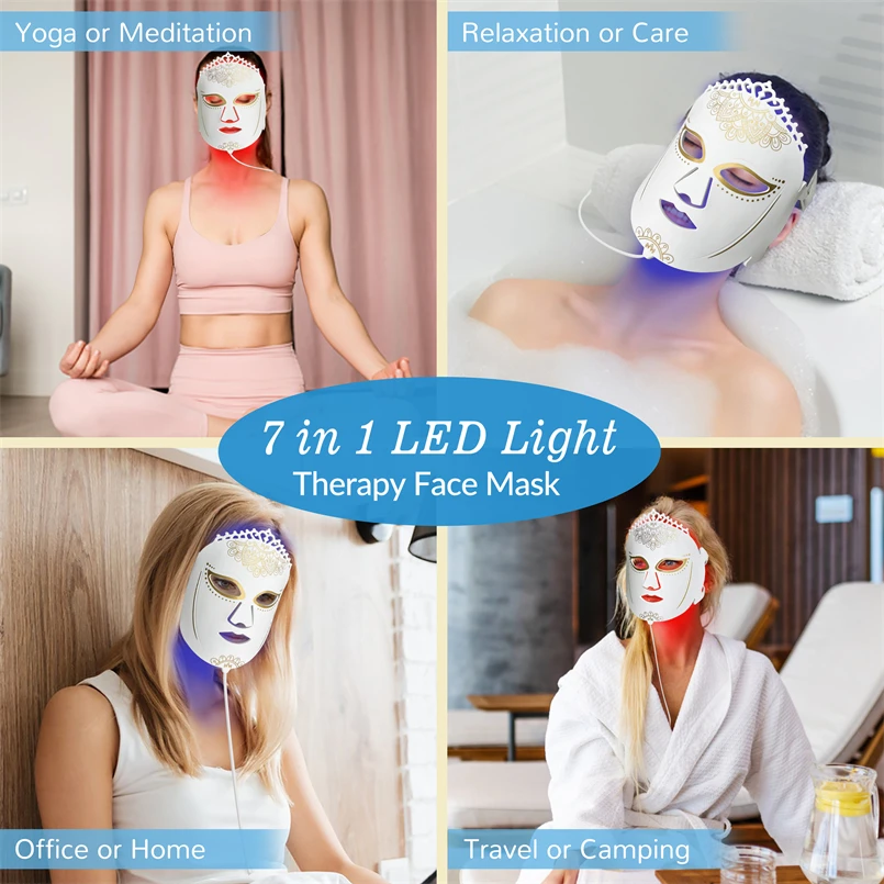 Draadloos Lichte Huidverlichting Masker Led Face Light Therapie Professionele Kalme Roodheid Thuisgebruik Schoonheid Stimuleert De Productie Van Collageen