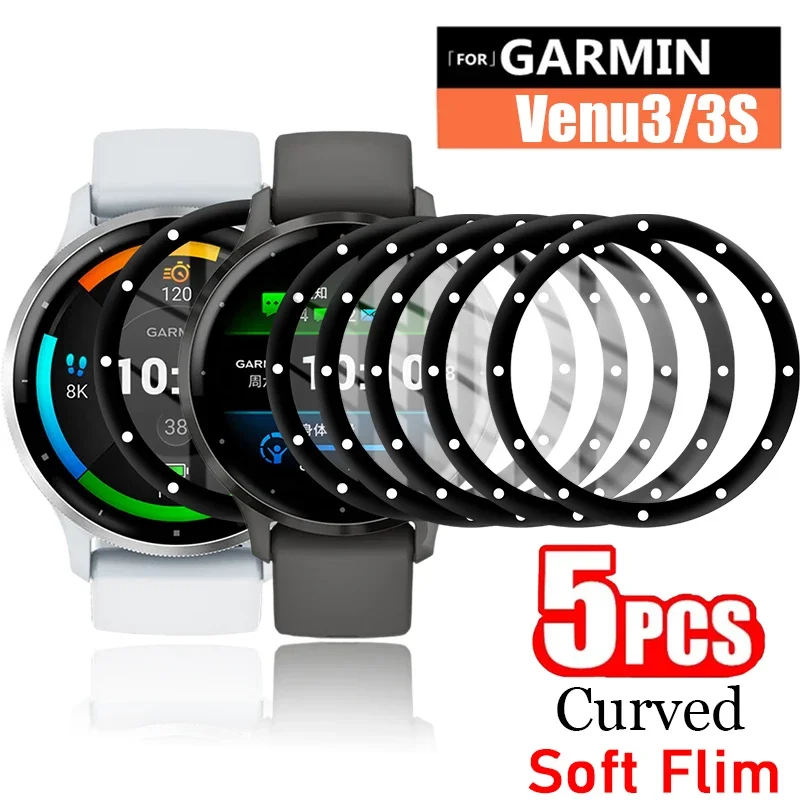 Cubierta de película protectora suave curvada 3D para Garmin Venu3 3S, accesorios de reloj inteligente, Protector de pantalla antiarañazos para