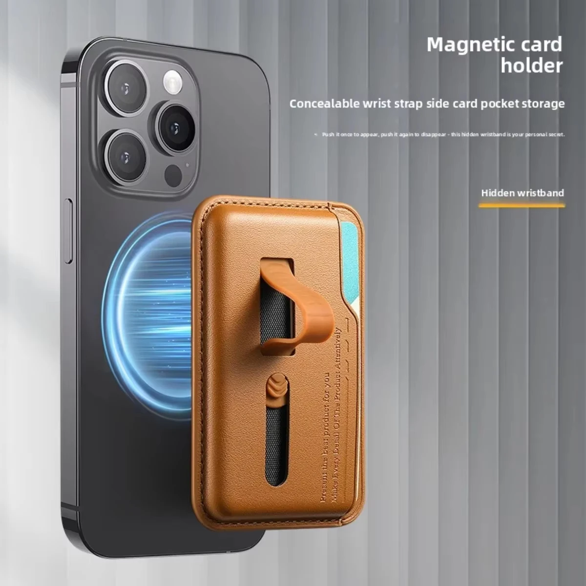 

Compatible Strong Magnetic Wallet Card Holder Case for Apple iPhone 17/16/15/14/13 pro Max with Card Ring And Wrist Strap Slots