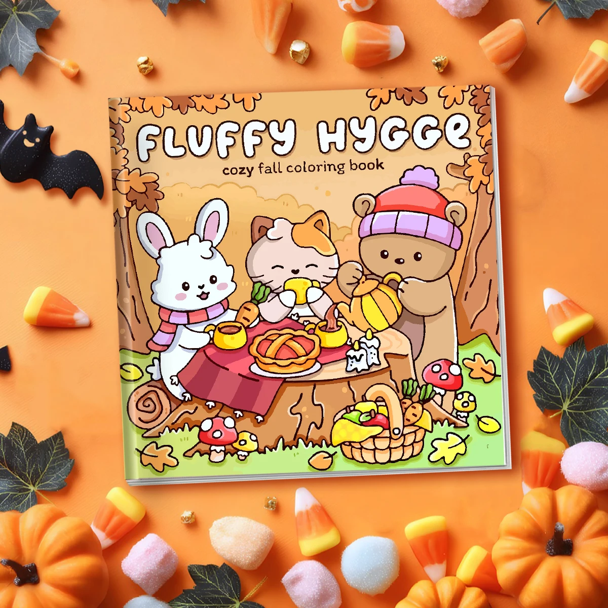 Książka do kolorowania dla dorosłych, puszysta i radosna, w stylu bajkowym, poprawiająca kreatywność, artystyczna dekompresja, prezent na Boże Narodzenie i Halloween