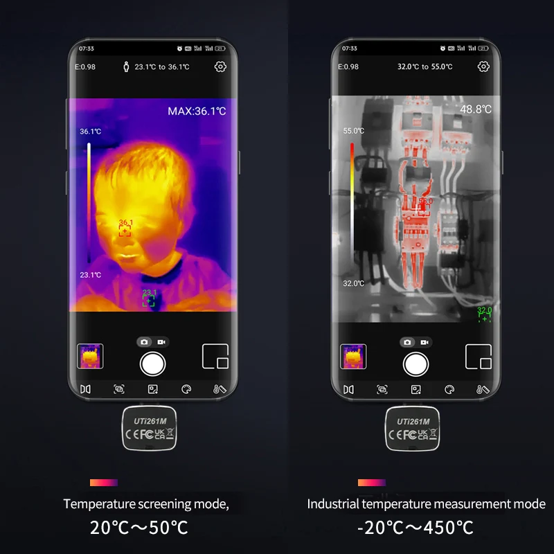 UNI-T Thermal Camera For Android Phone UTI261M Infrared Thermal Imager For Smartphone 256×192 Pixels Thermographic Camera