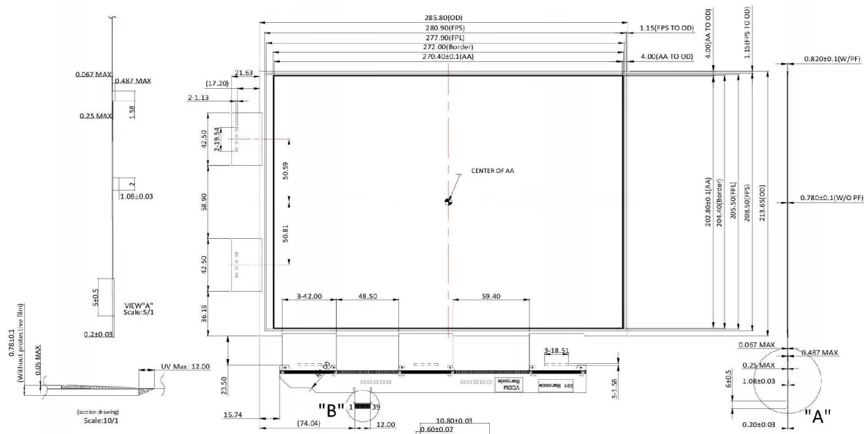 High resolution eink display 13.3inch 13.3'' 1600x1200 e Ink Screen Resolution E-ink Display E-ink screen
