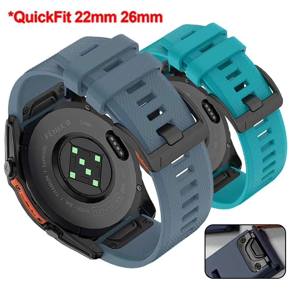 Schnellverschluss 22 26mm Silikonarmband für Garmin Tactix7 Epix Pro Enduro3 Forerunner 970 Instinct 3 2x Fenix 8 Pro Armband Uhrenband