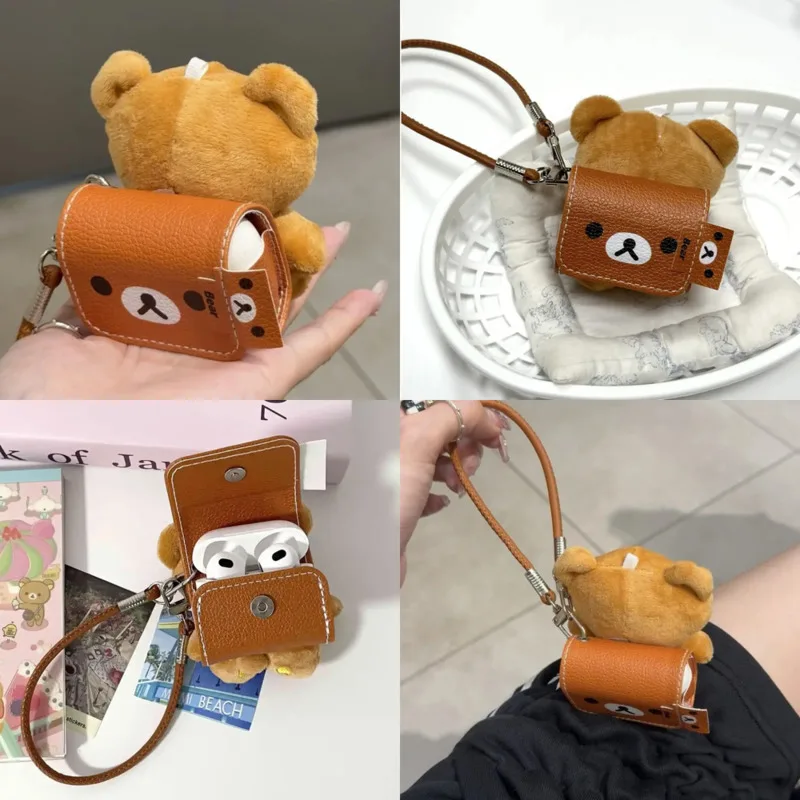 Rilakkuma PU Small School Bag Pendant Y2K Kawaii Japan AirPods4 Apple Apple Case Cartoon Bluetooth 3airpodspro2 Decoration New