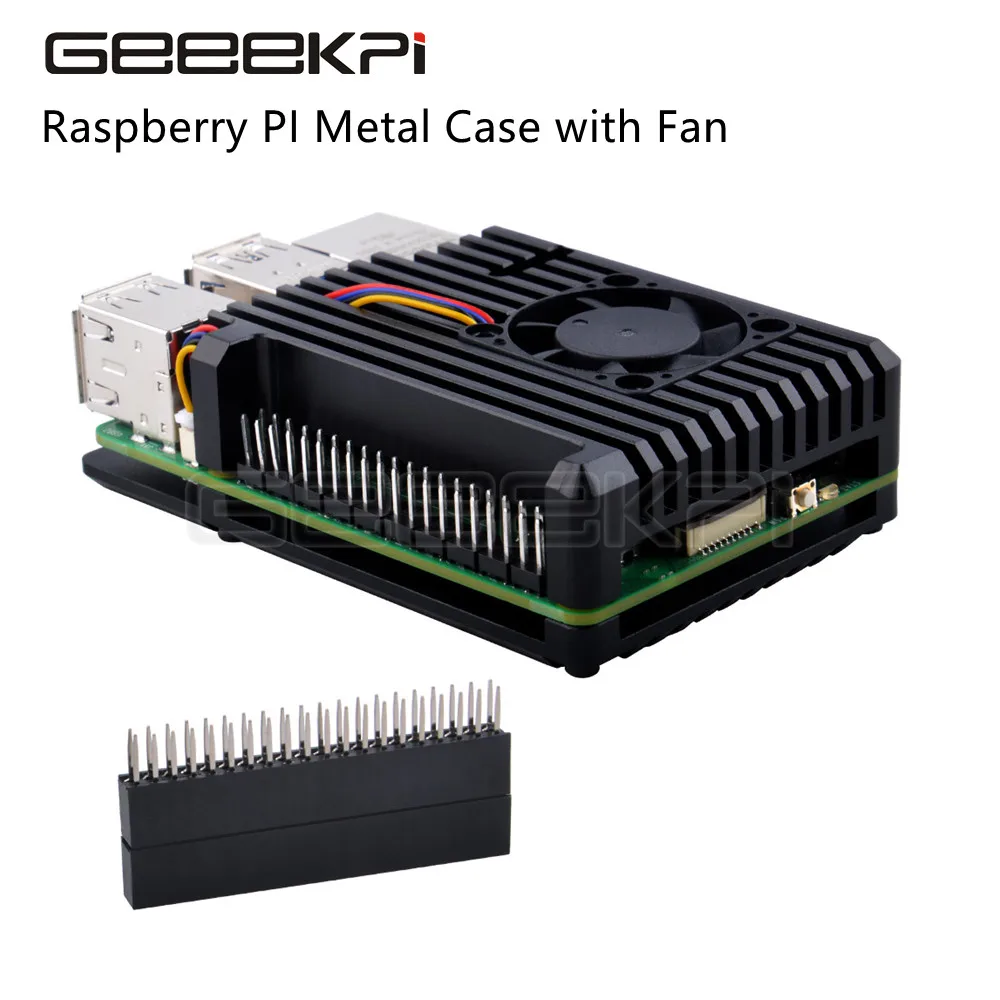 GeeekPi Original CNC Aluminum Alloy Armor Case with Cooling Heatsink Fan for Raspberry Pi 5