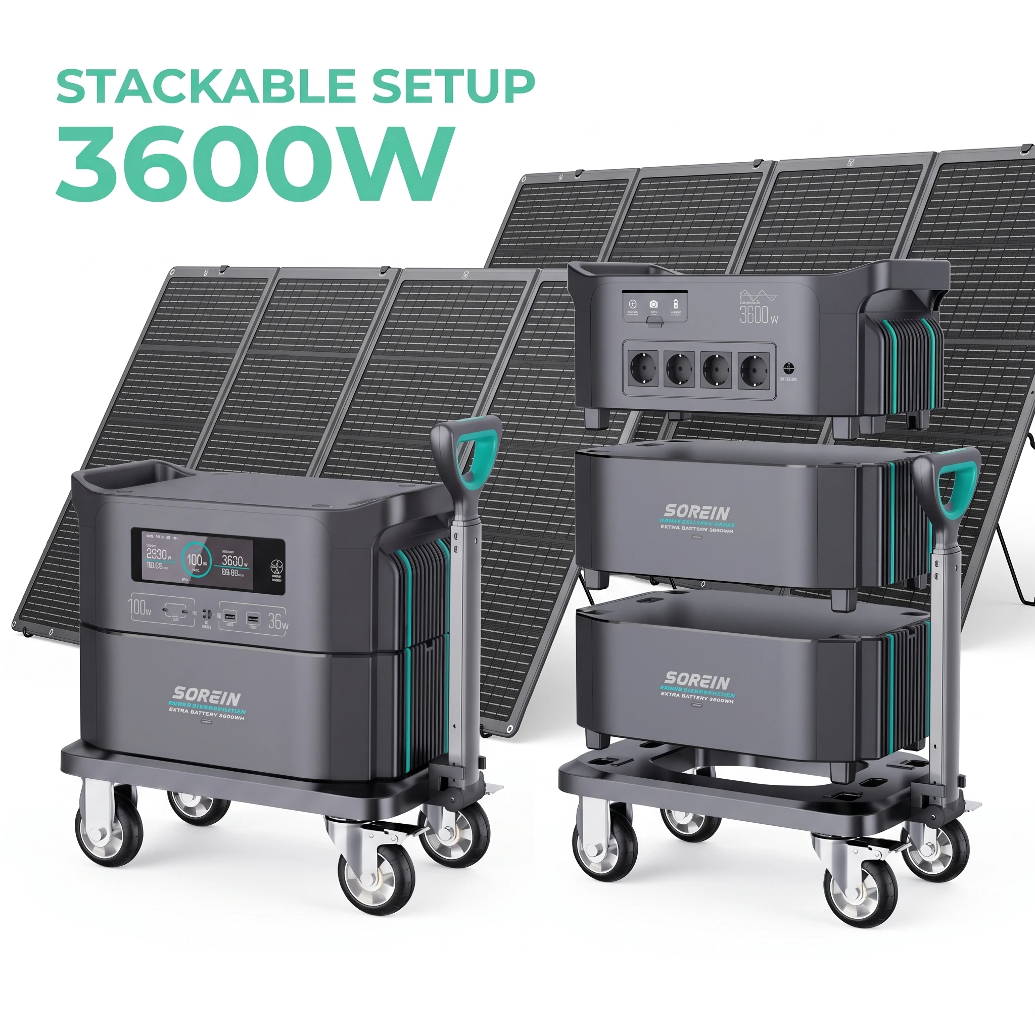 Estação de Energia Portátil Sorein 3000W 3600W 4000W 5KW Tudo em Um, Gerador Solar 3KW 2KW com Gerador Solar