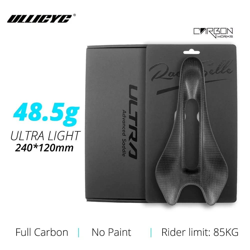

ULLICYC Ultra light Raw Full Carbon Saddle 3K Weave 48.5g Oval 7*9(mm), 242/122(mm) Cushion for Road MTB Gravel Urban Bike Parts