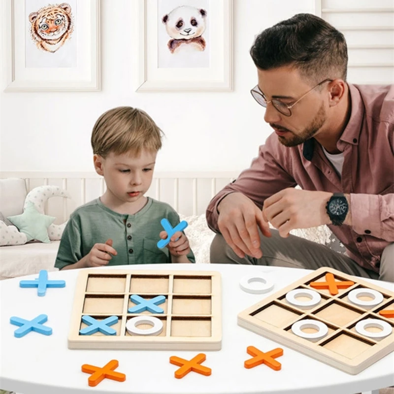 Kids Chess Toy Tic-Tac-Toe Multifunctional Table Game Best Gift Chess Game