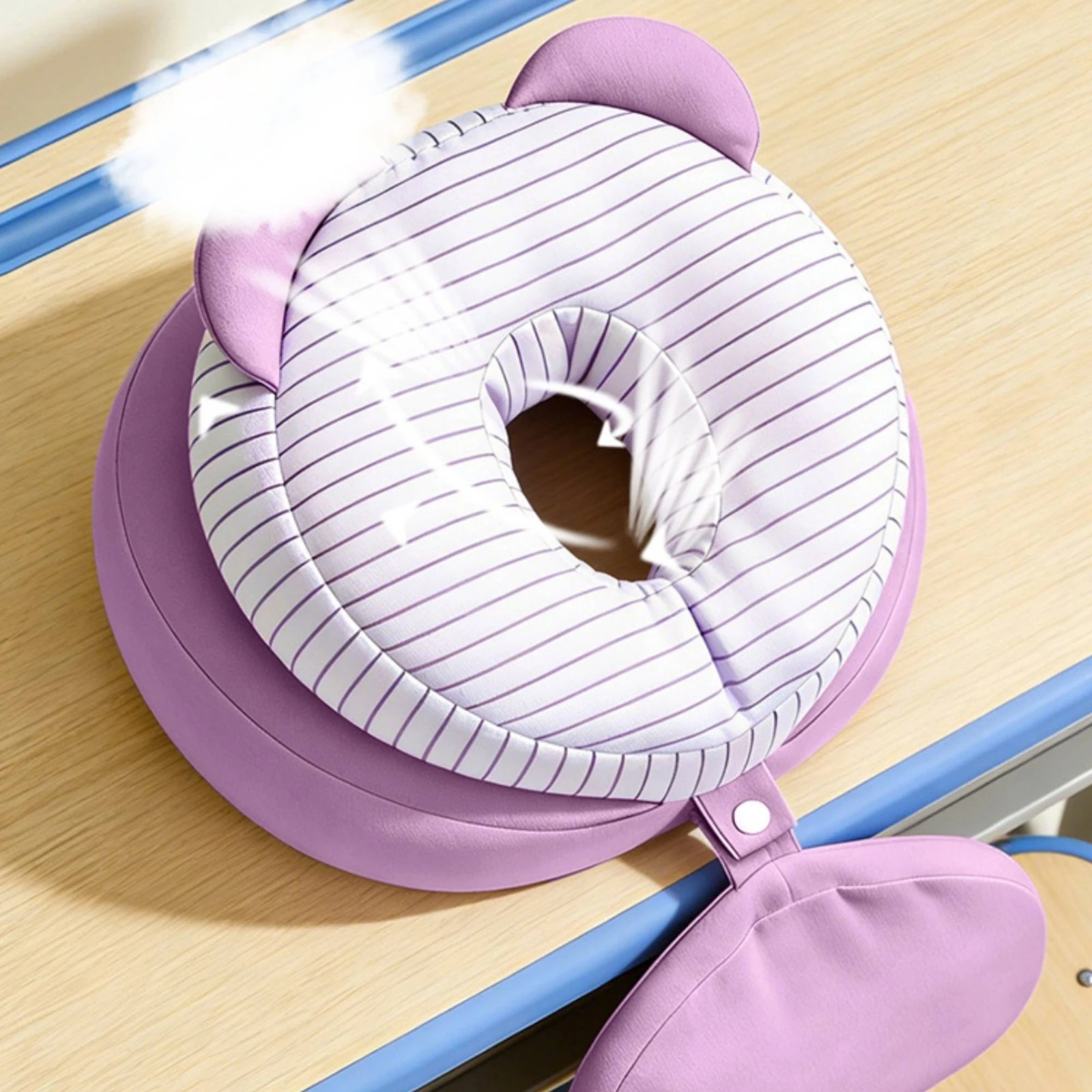 デスクレストピロー-ソフト教室用レストピロー-学校用アクセサリー-クッション入りストライプ柄-学生用