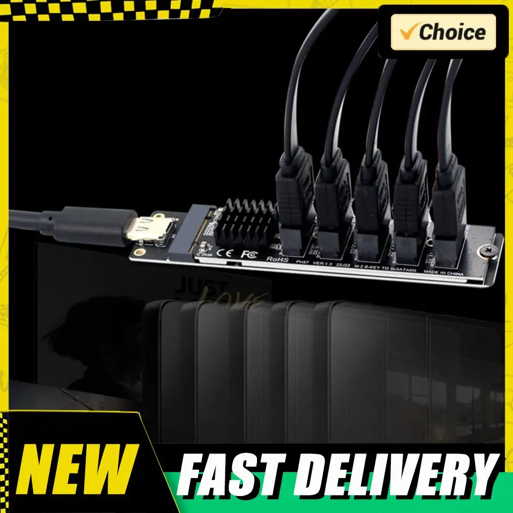 

Карта адаптера типа C к 5-портовому SATA 3.0 6 Гбит/с JM575+JMS580 Карта расширения USB C к SATA 3.0 для компьютера
