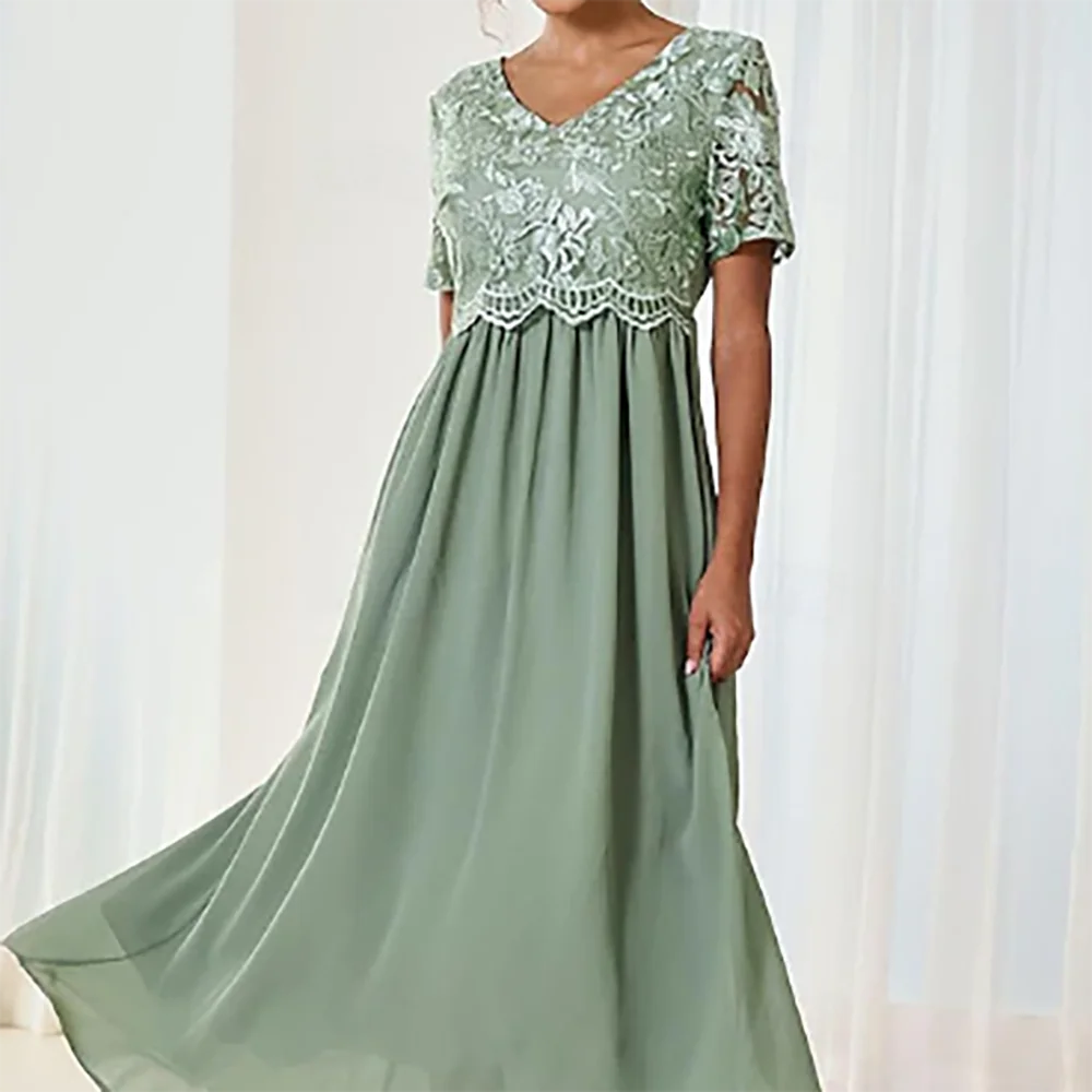 Elegante V-Ausschnitt-Applikationen, Spitze, halbe Ärmel, Brautkleider für die Brautmutter, individuelle Brautkleider