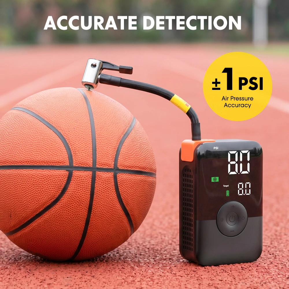 Carsun 150PSI Cordless Mini Tire Inflator Portable Air Compressor Digital Display LED Light for Motorcycle Bicycle Balls