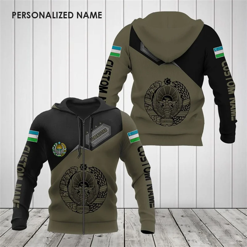 New Uzbekistan Flag Map Zip Up Hoodies Men And Women 3d Printed Clothes Fall And Winter New Zip Sweatshirts Harajuku Sportwear