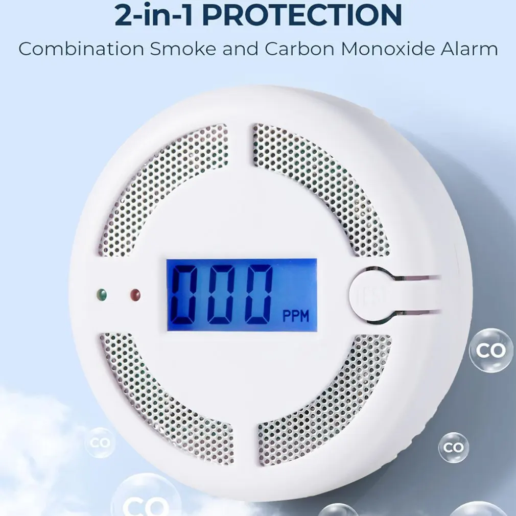 New 4 Style 2 In 1 Carbon Monoxide Detector & Smoke CO Sensor Alarm LED Smoke Detector CO Sensor Indicator Built in Siren Alert