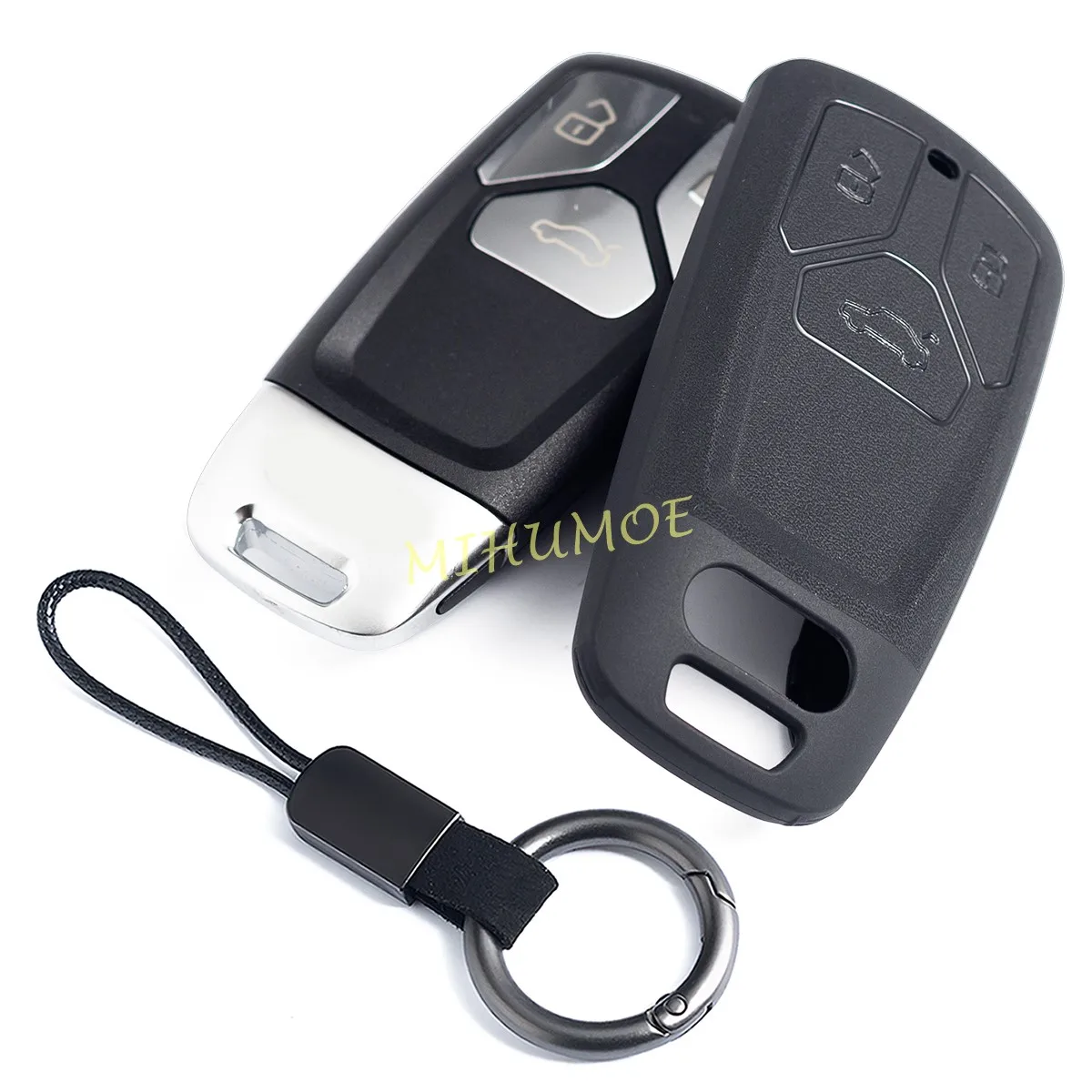 

Matte Black Car Key Fob Case Cover Keychain Holder For Audi A4 B9 A5 Q5 Q7 S4 S5 SQ5 TT Accessories