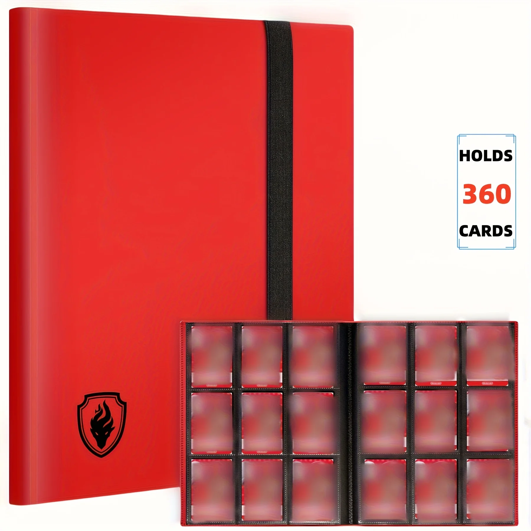 9-vakjes trading card binder voor 360 kaarten, stijlvolle zijdelingse kaartenalbum, stevige kaartenverzamelfolder voor TCG