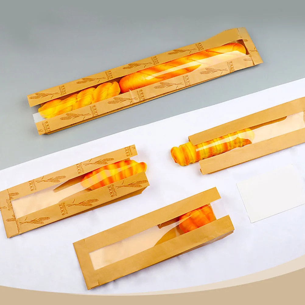 

100Pcs Paper Bread Bags with Window for Homemade Breads Loaf Storage Sacks Baked Goods Packaging Bread Bags Bakery Bag