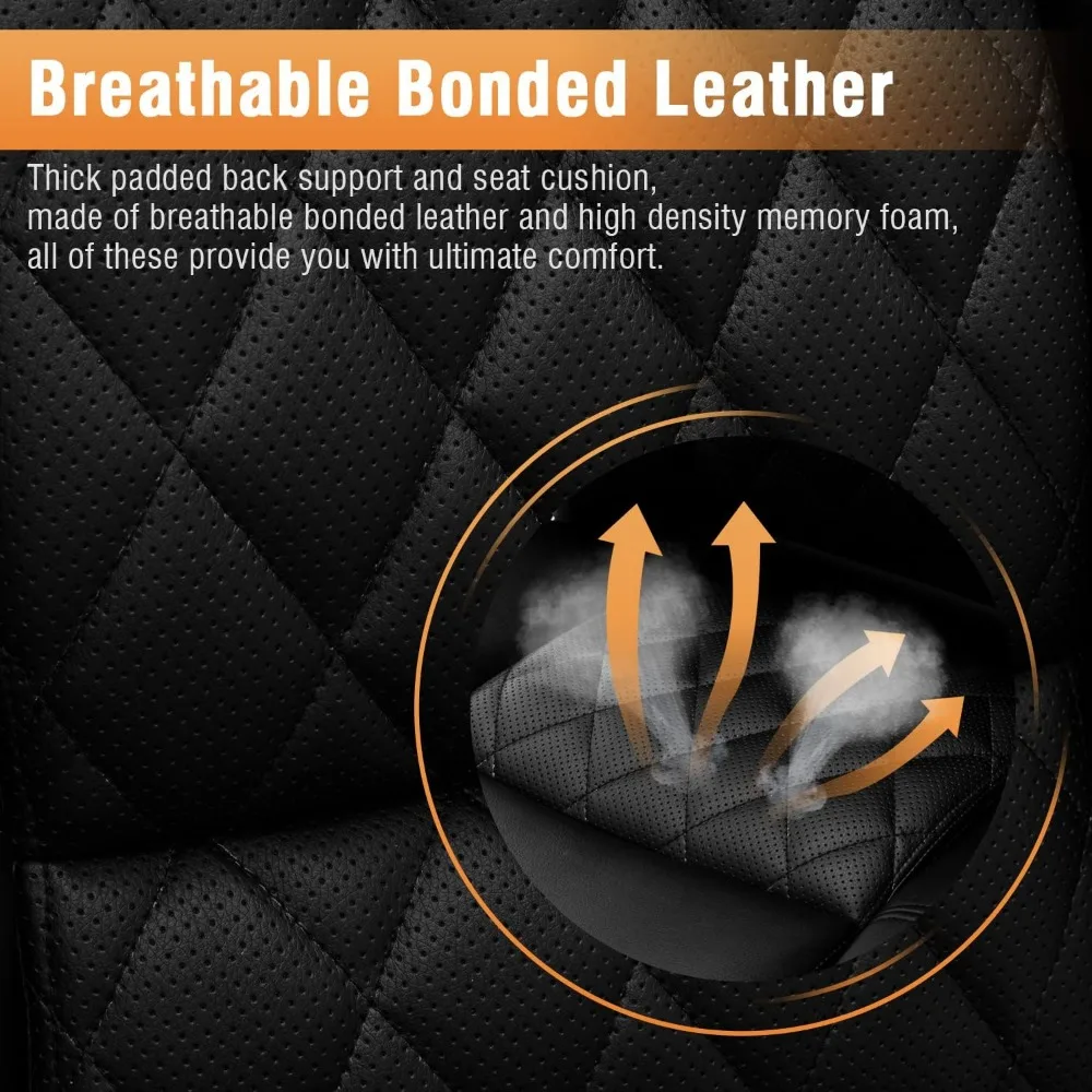 High Back Office Chair- Flip Arms Adjustable Built-in Lumbar Support, Executive Computer Desk Chair Work Chairs, Thick Padded