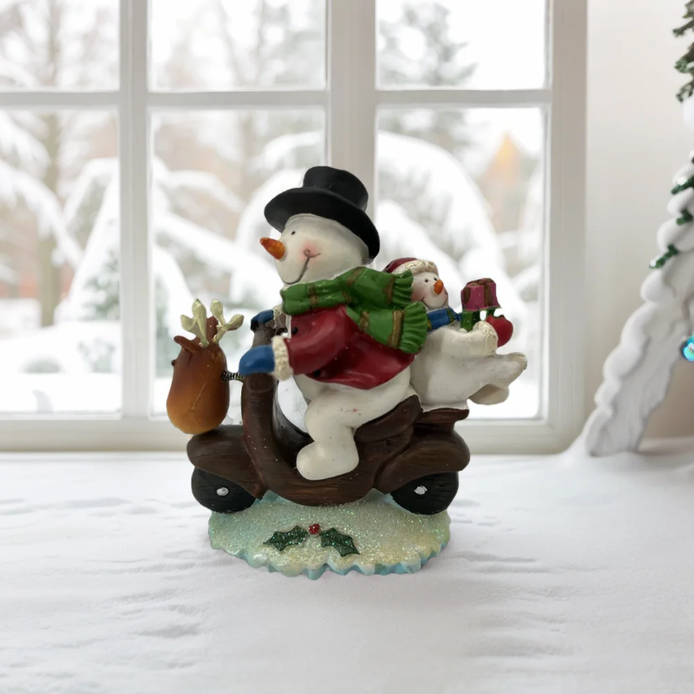 Christmas Supplies Resin Crafts Elk Motorcycle Snowman Ornament Handsome Baby Snowman Figurine Home Decorations Handmade