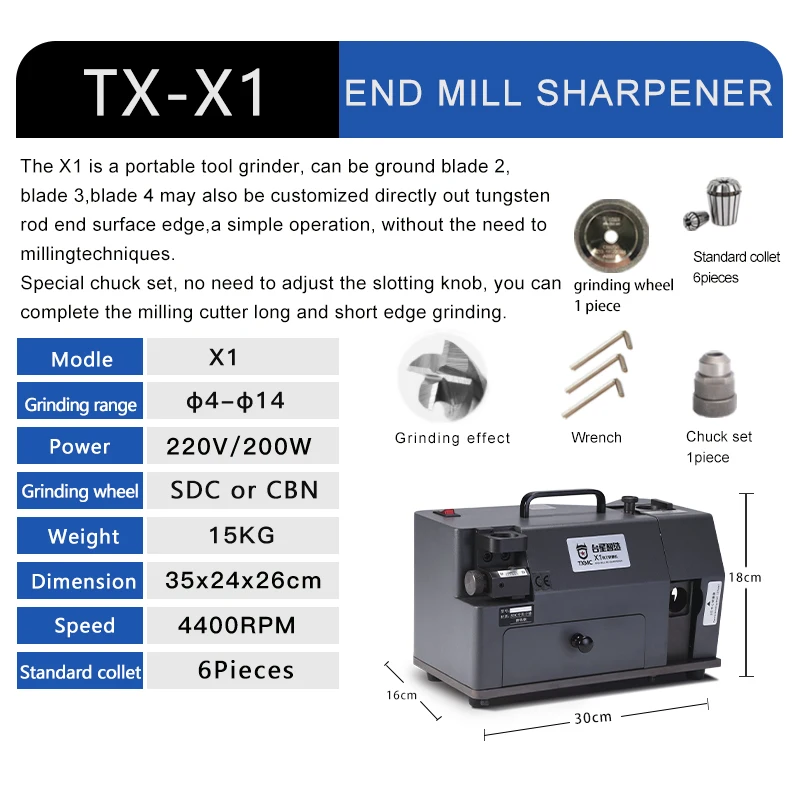 أدوات يدوية لقرص الطحن TXZZ TX-X1، تقنية طحن دقيقة لمطحنة مل ذات نهاية حادة