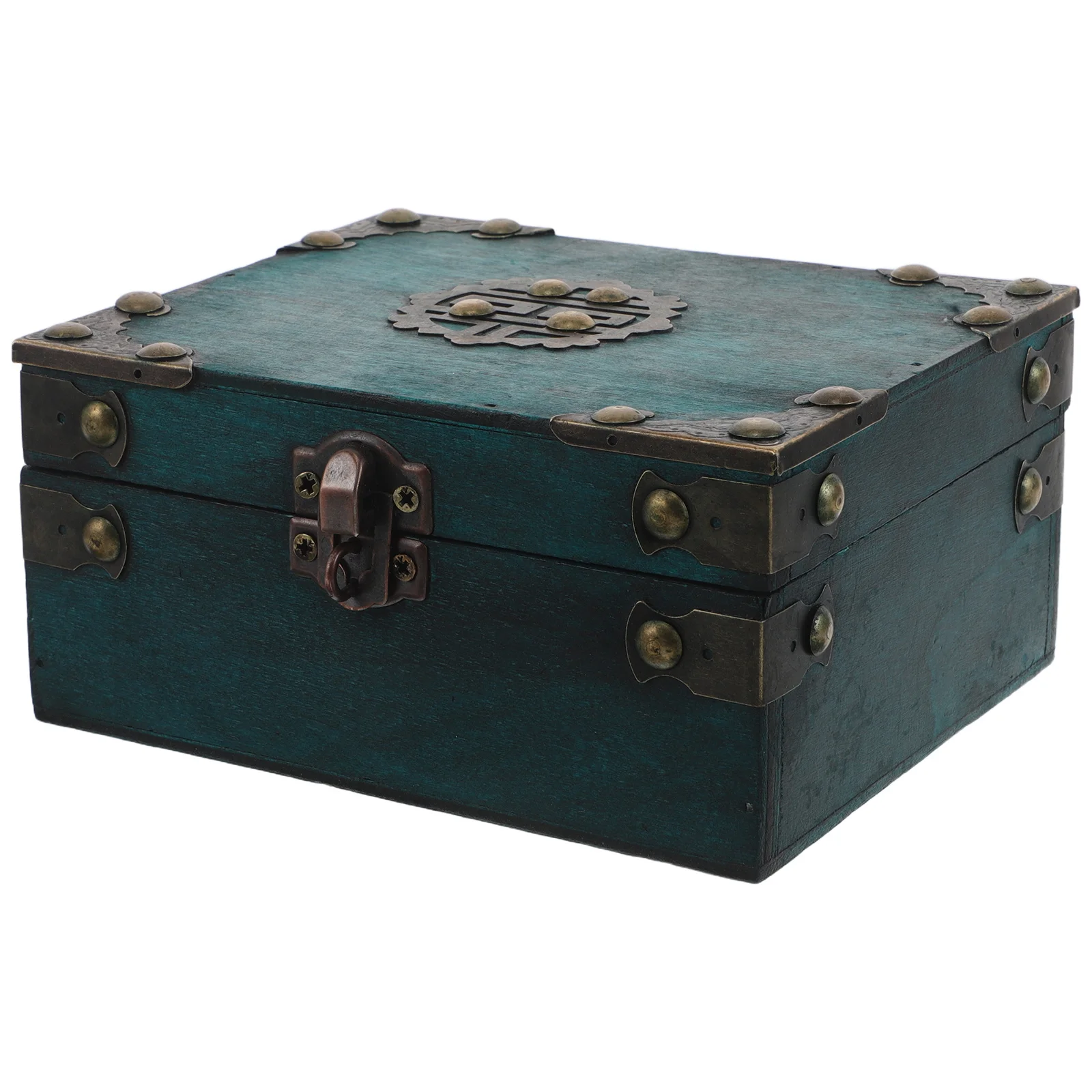 

Wooden Vintage Jewelry Box Lock Retro Treasure Chest Small Trinket Organizer Storage Box Keepsake Container 5.89x4.72x2.75in