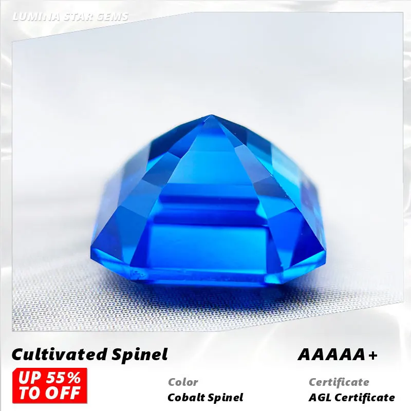 

L-Lab Grown Cobalt Spinel VVS1 Square Shape Asscher Cut DIY Ring Necklace Earrings Main Materials with Certificate Wholesale