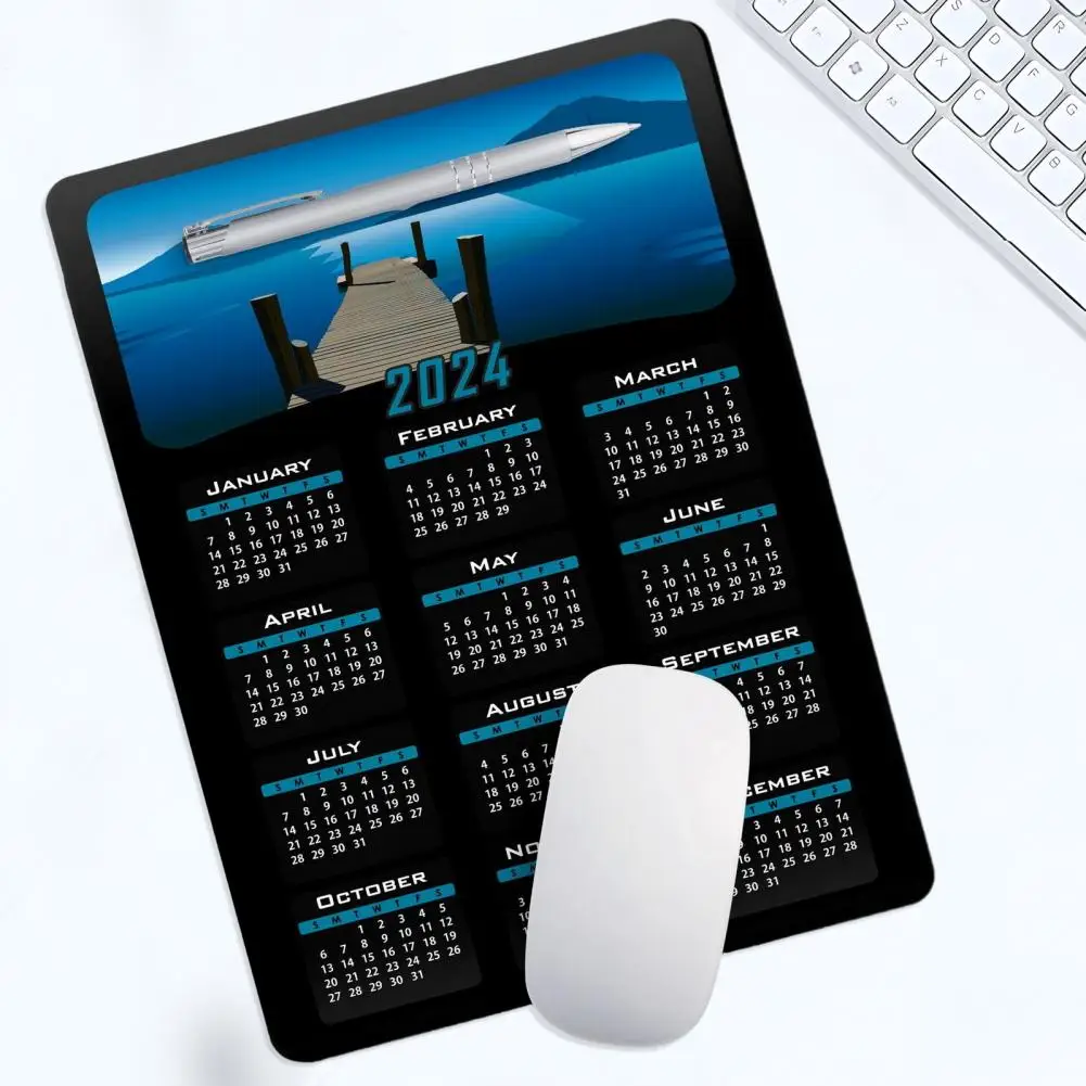 Natural Rubber Mouse Pad Easy to Clean Mouse Pad Durable 2024 Calendar Mouse Pad with Anti-slip Rubber Backing Smooth for Gaming