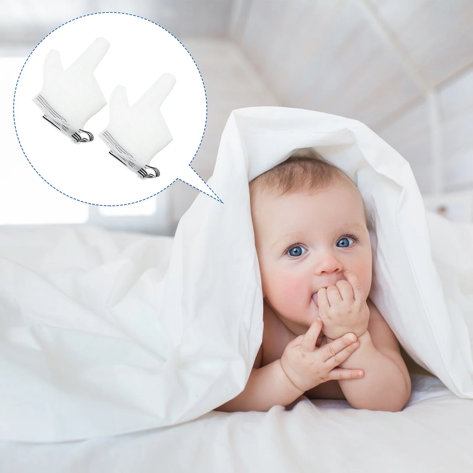 

1Pair Baby Stop Thumb Sucking Kit Adjustable Wrist Cord Nylon Gloves for Toddler Boys Girls Comfortable Scratch Proof