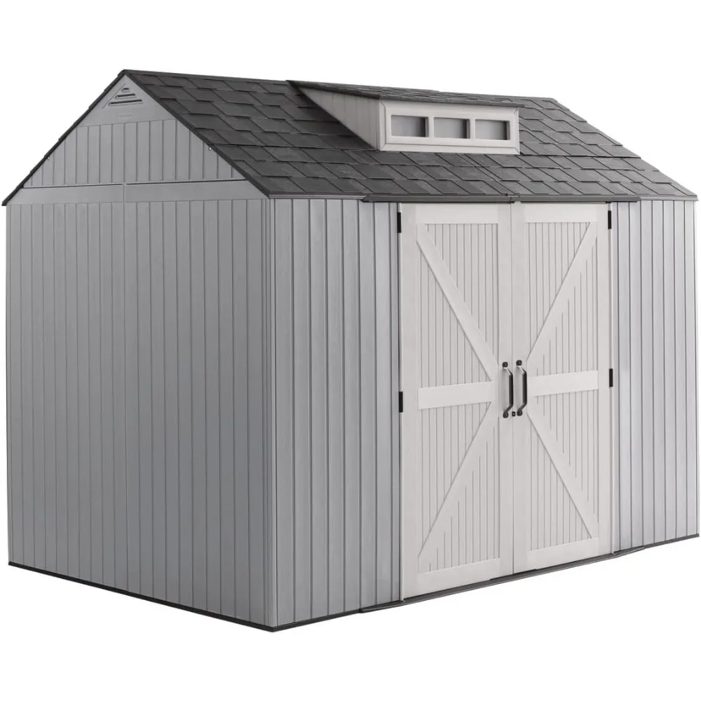 

7 X 10 Feet Resin Outdoor Storage Shed with Flooring, Weather Resistant, Grey, Suitable for Home/backyard