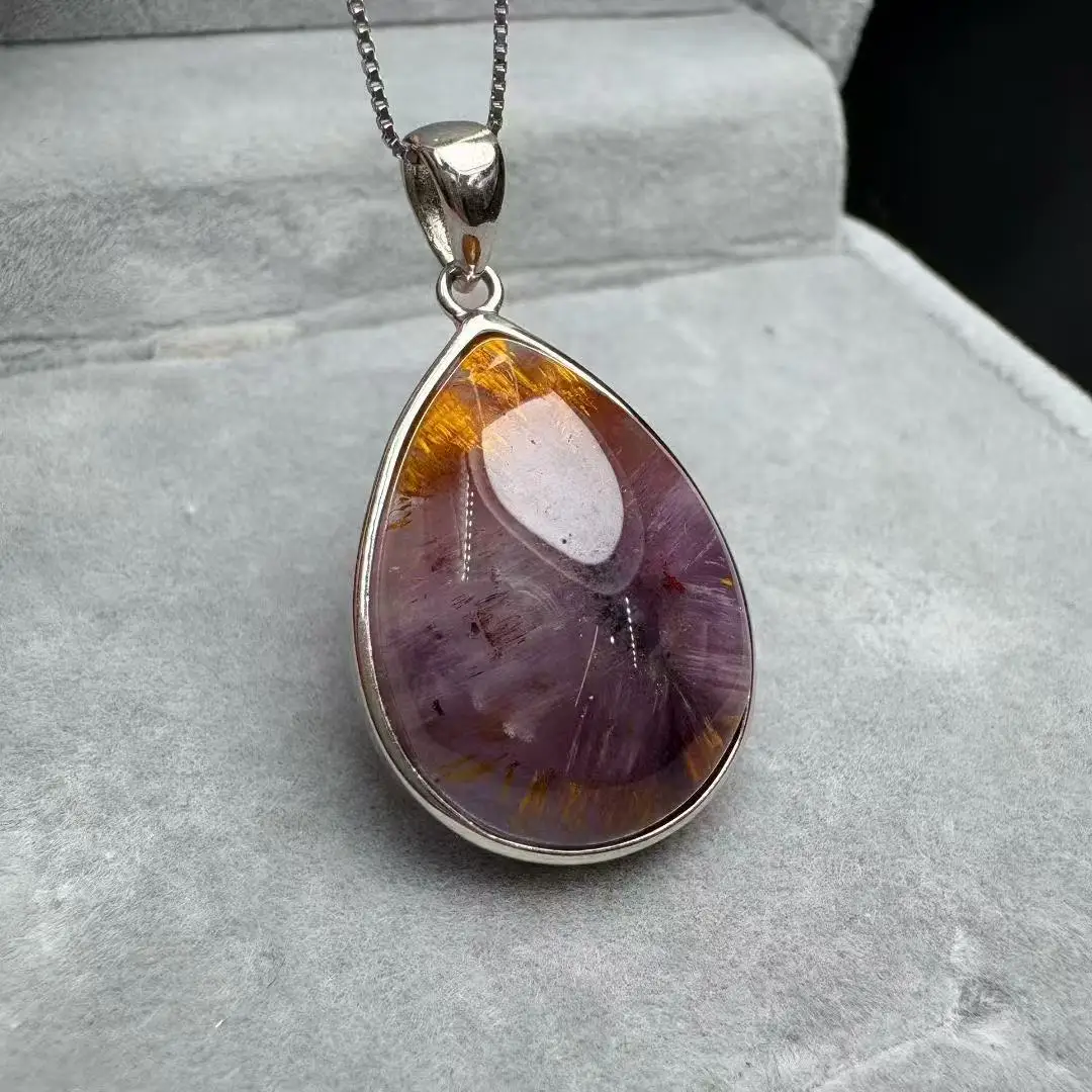 Unidade de uma peça 925 fivela de prata com especial natural aurora trapiche cristal de quartzo tamanho grande pingente aleatório para jóias gif