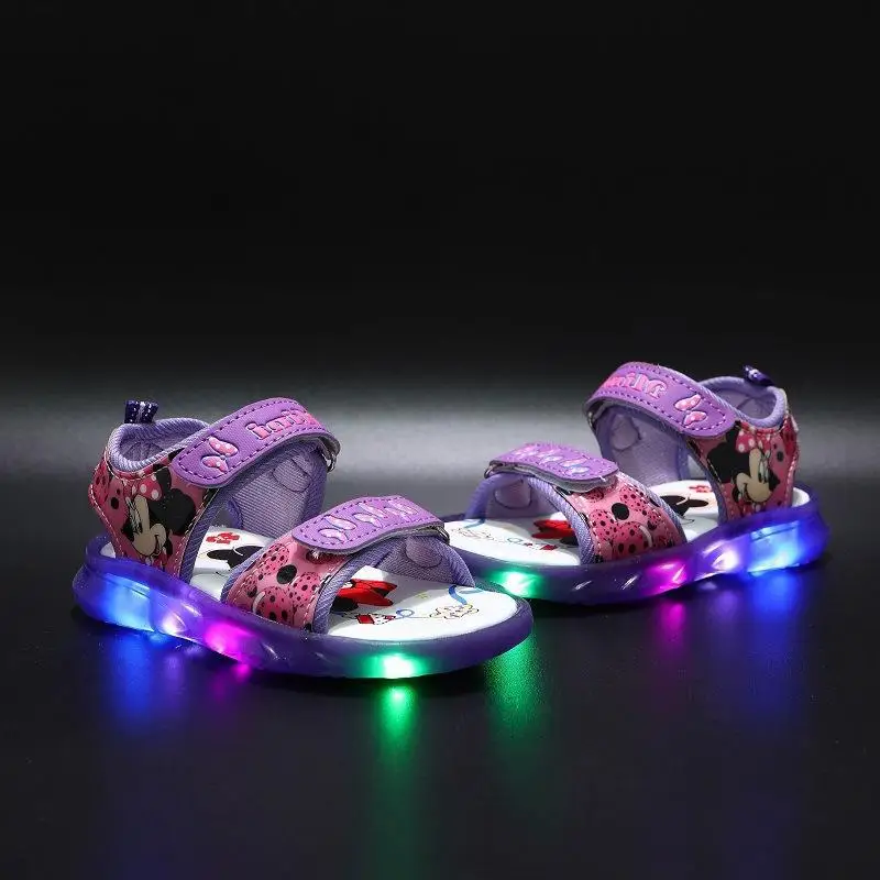 Sandali per bambini estivi Boutique di moda illuminazione a Led scarpe per bambini stampato cartone animato carino sandali da spiaggia sportivi per