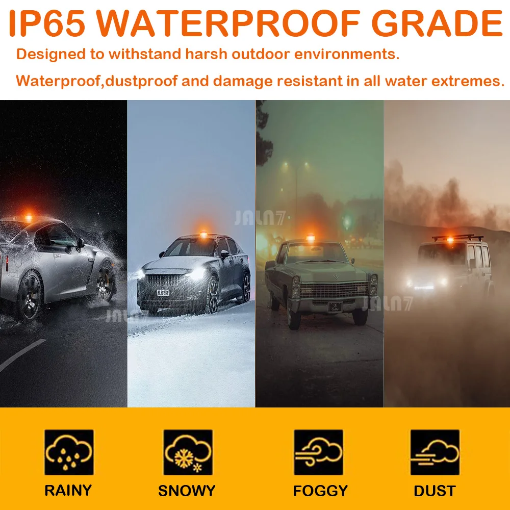 Balise magnétique LED ambre clignotant, avertissement d\'urgence pour véhicules, camions, pelles, tracteur, voiture postale, Bus scolaire 12/24V