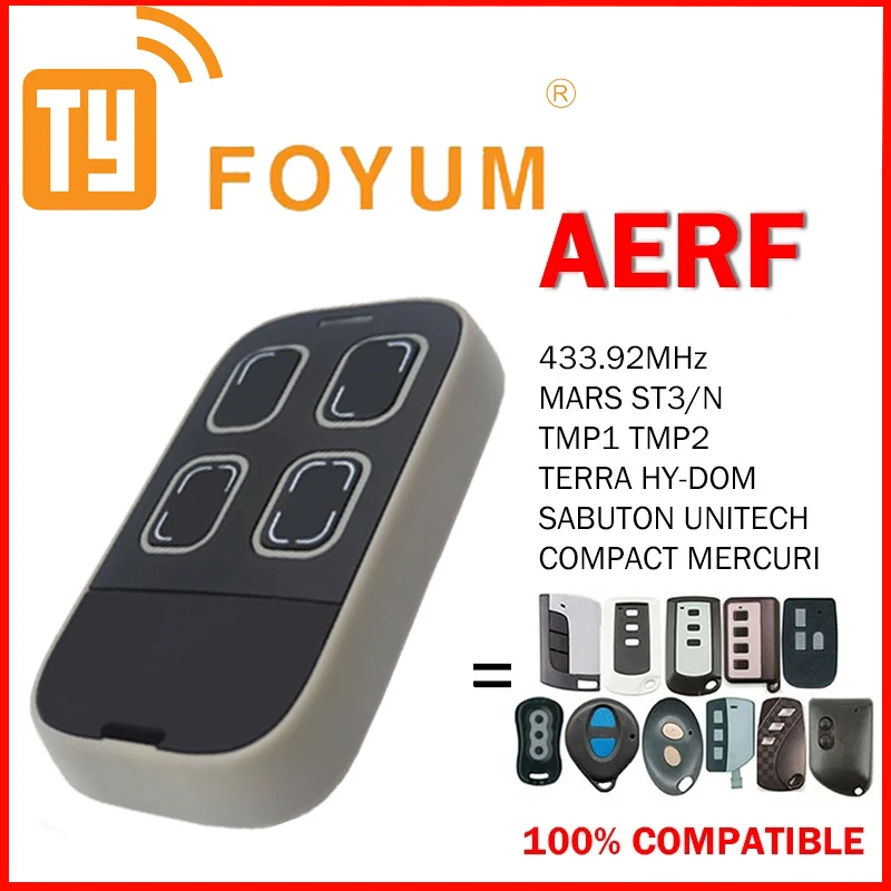 Remote Control for Garage Door Opener, 433MHz, Rolling Code, Compatible with KEY TXB-42R, TXB-44R, TXG-44R, SUB-44R RF Command