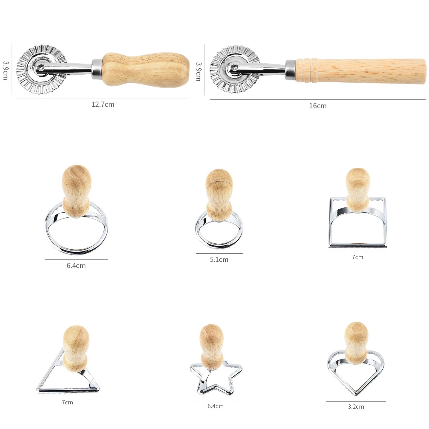 Kitchen Stainless Steel Cookies Cutter Set Pasta Press Attachment Kit Ravioli Maker Mold Tool Ravioli Stamp Set Pastry Wheel Set