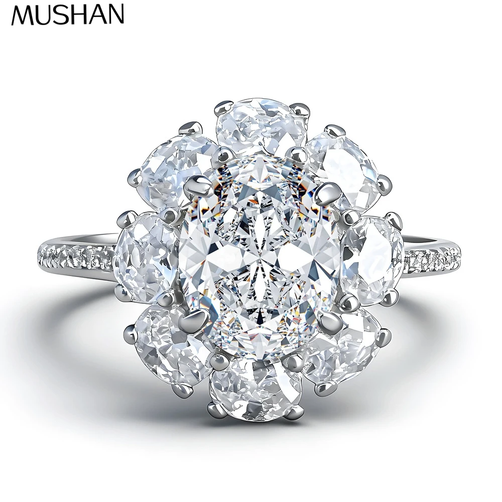 

Кольцо MuShan Luxury Jewelry из стерлингового серебра 925 пробы с муассанитом, потрясающее кольцо для женщин, позолоченное 18-каратным настоящим золотом, патент MST