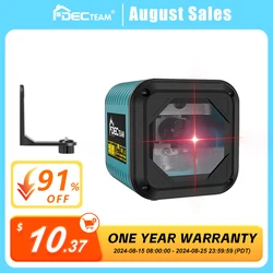 Decteam nivel láser de línea cruzada autonivelante, 2 líneas, haz rojo, nivel Horizontal Vertical con soporte y objetivo para herramientas domésticas DIY