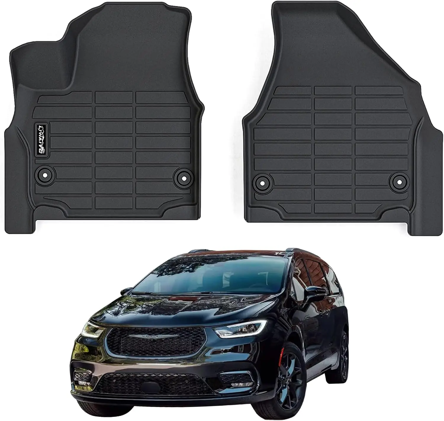 

Custom Fit All-Weather Floor Mats for Chrysler Pacifica & Voyager, Non-Slip TPE Liners 1st Row