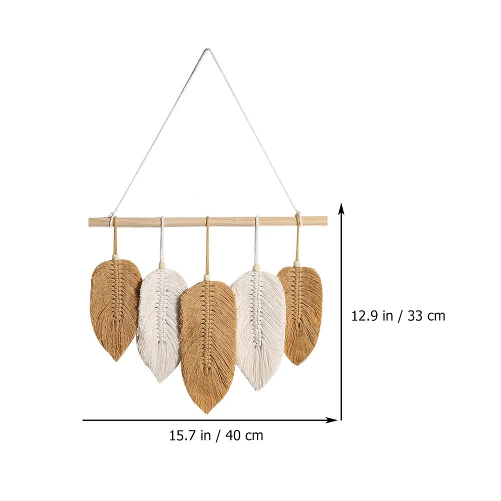 Leaf Woven Tapestry Wall Pendant Decor Hanging Wind Chime Ornament Macrame Room