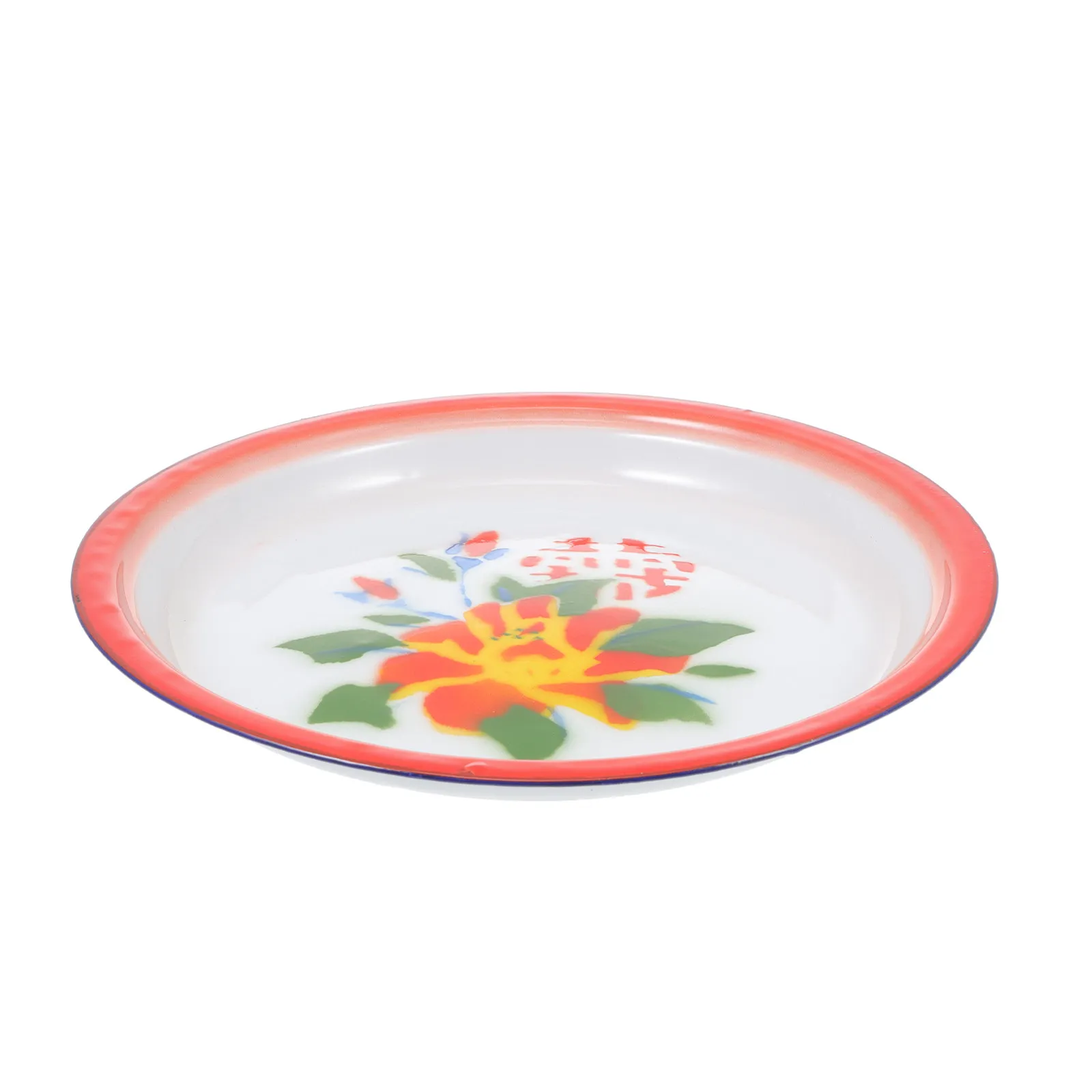 

1 pc Retro Enamel Tea Tray Exquisite Old-Fashioned Plate For Salad Dessert Food Serving Enamel Dish Tray Household Tableware