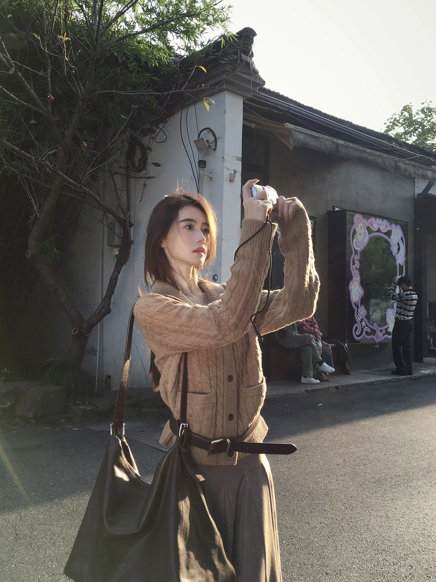 

Cunblvd Casual Wool Knitted Cardigan Women's Slim Fit Long Sve V-Ne Warm Top Faionable ket Design Comfortable Wear