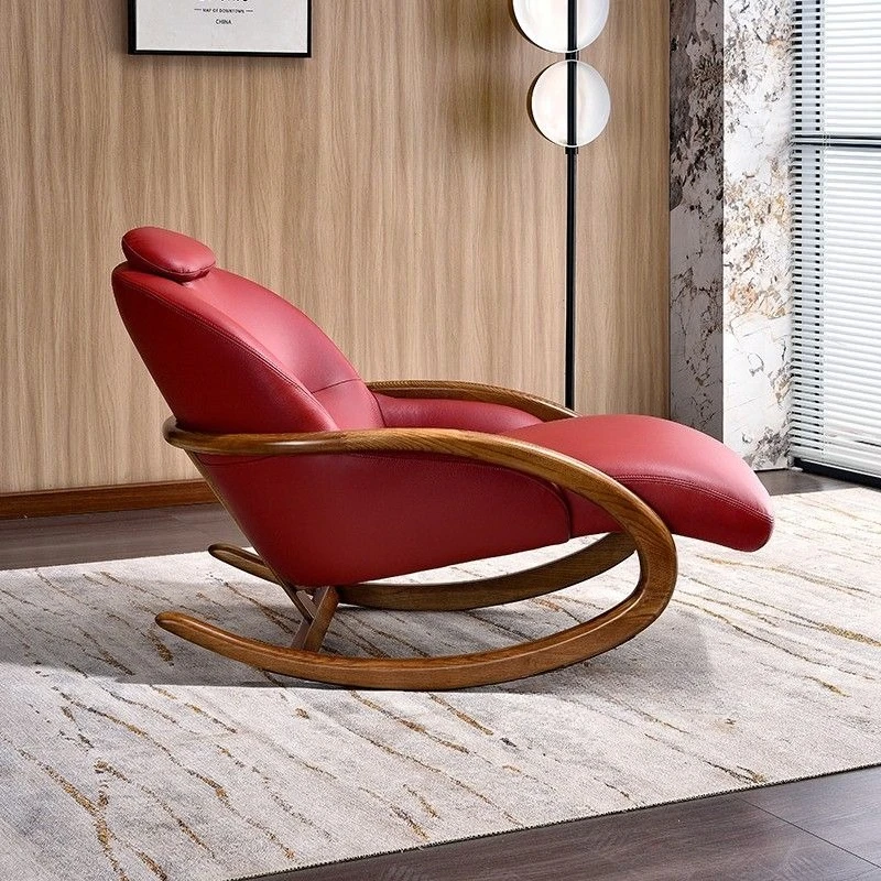 كرسي هزاز من الخشب الصلب الصيني الجديد، كرسي ترفيهي مصمم لغرفة المعيشة، كرسي أريكة فردي للشرفة