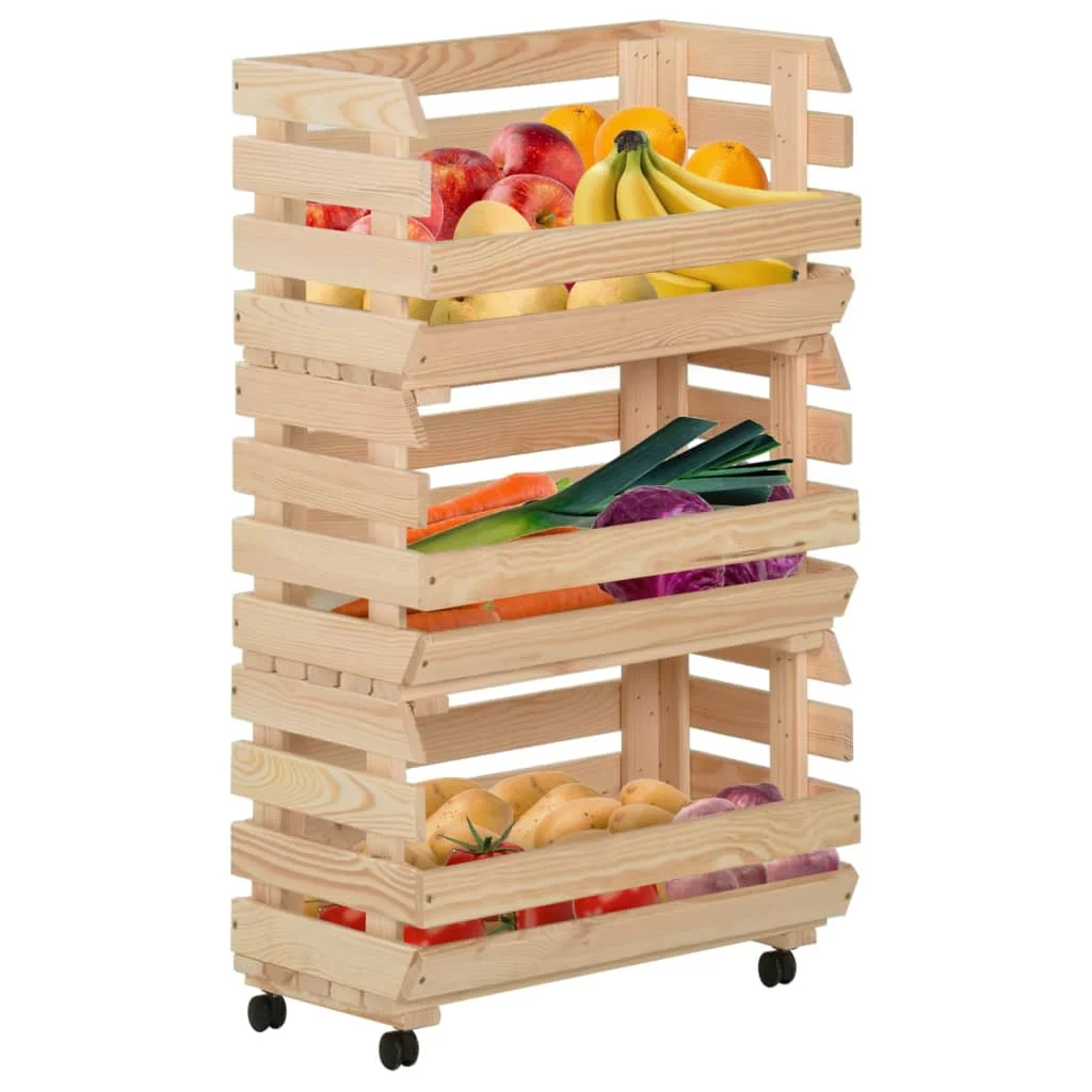 

vidaXL Vegetable Trolley 37x30x80 cm Solid Pinewood Kitchen island, trolley