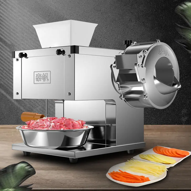 

Electric meat cutter stainless steel Commercial Fresh Meat Slicer vegetable Deli food chopper grinder Processing machine 850W