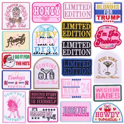 Pink Howdy Fusible Patch Western Cowboys/Cowboys Iro On Patches Embroidery Patches For Clothes Jacket/Jeans/Hat Lucky Decoration