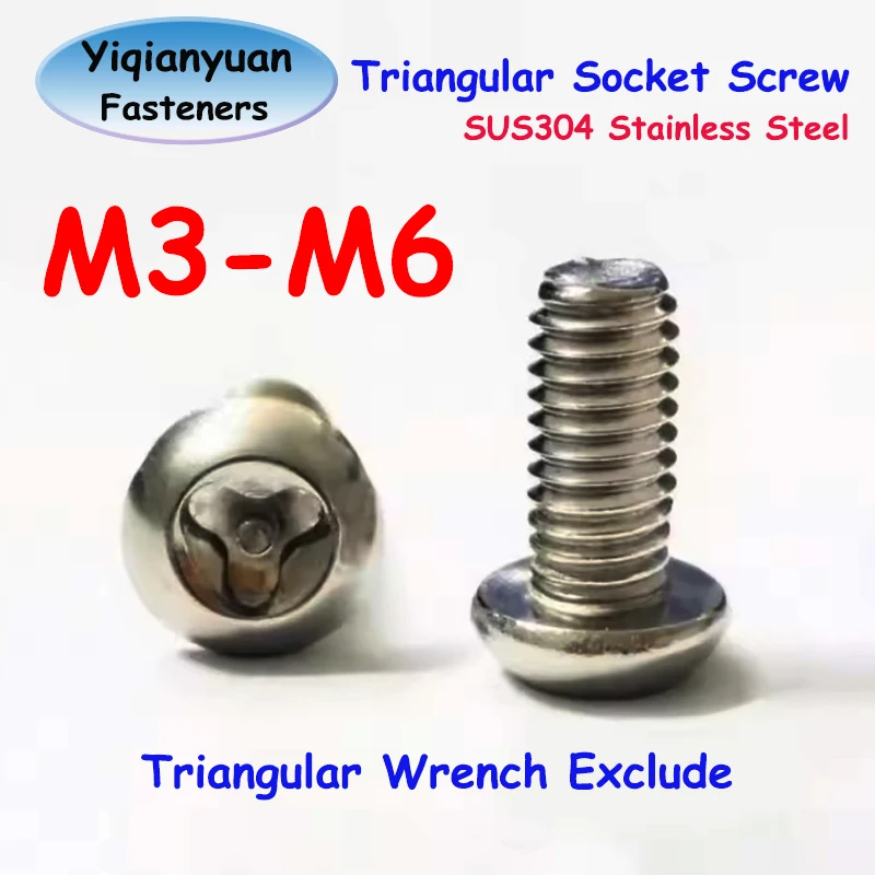 Yiqianyuan SUS304 Stainless Steel Y-shaped Plum Blossom Belt Column Anti-theft Bolt M3-M6 Triangular Socket with Collar Screw