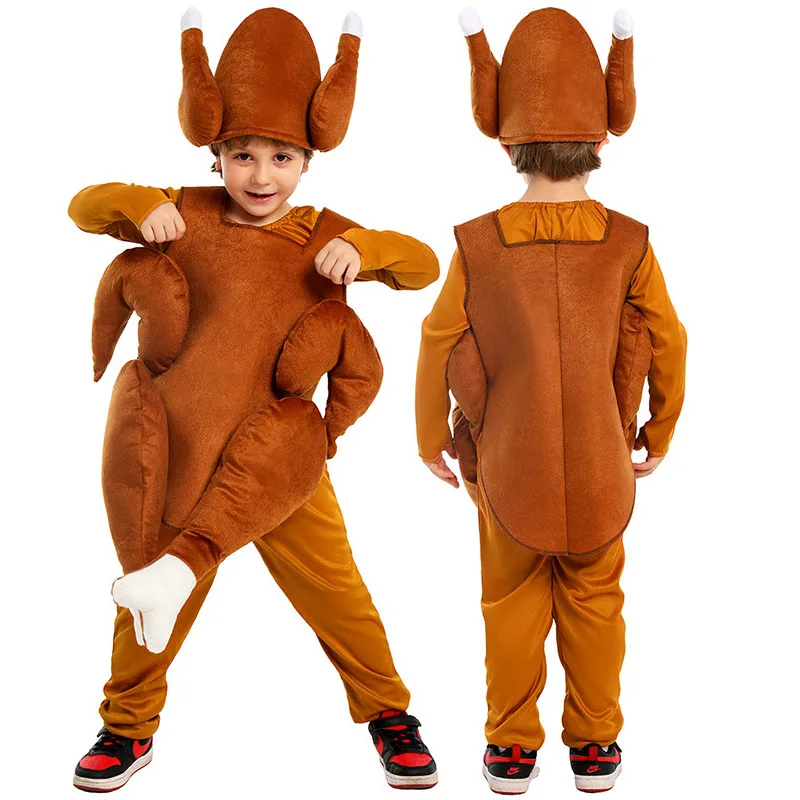 

2025 Girl Roasted Turkey Costume Funny Food Boy Fancy Dress Boys Girls Thanksgiving Cosplay Halloween Party Carnival Suit